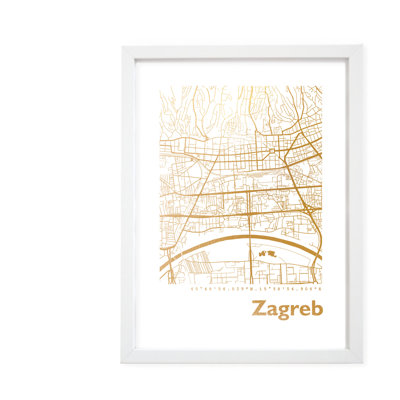 Zagreb Map - Single Picture Frame Print