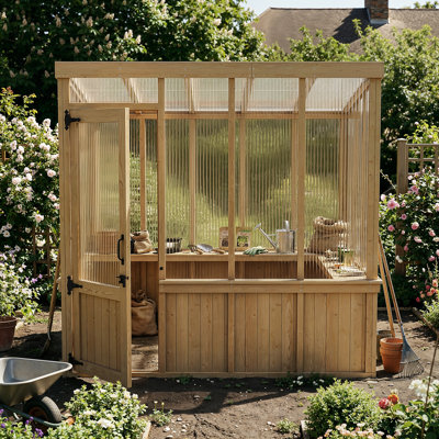 Solid Wood Cedar Greenhouse With Shelves & Ventilation