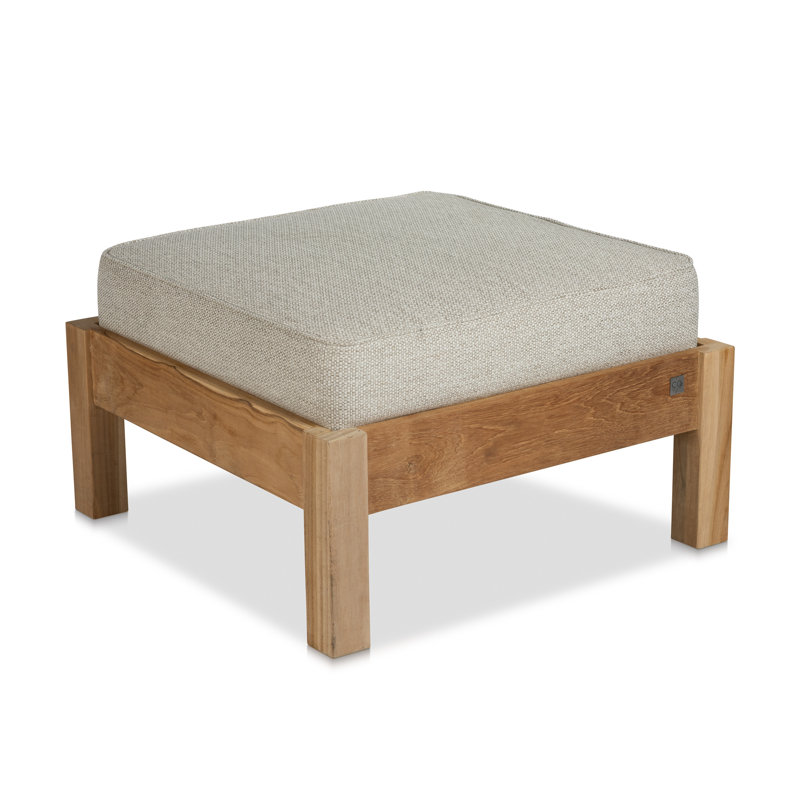 Jackson Outdoor Teak Ottoman, Beige