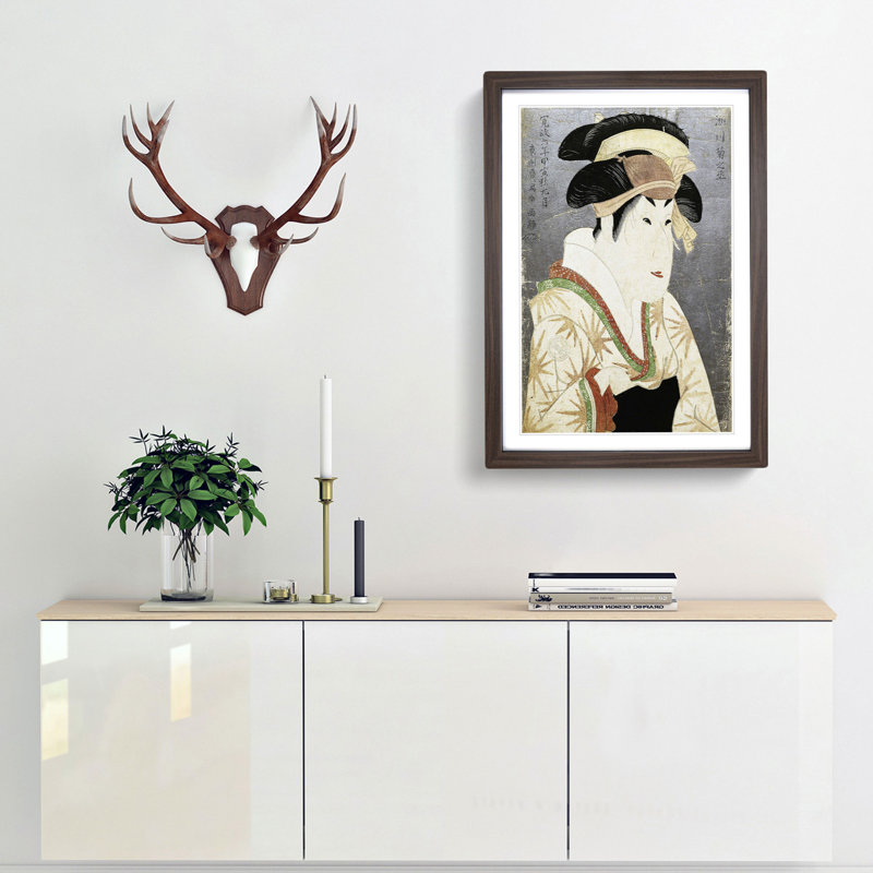 Segawa Kikujuro III by Sharaku Toshusai - Picture Frame Painting Print, 36cm H x 27cm W x 2cm D, Walnut Framed