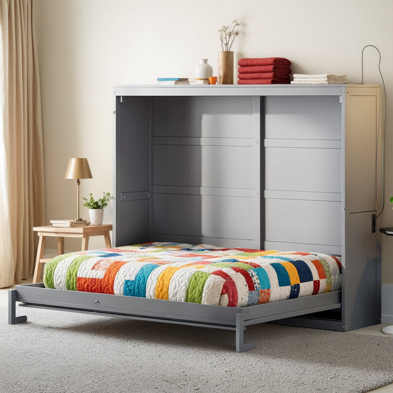 Lit escamotable mural gris (grand lit), Gris