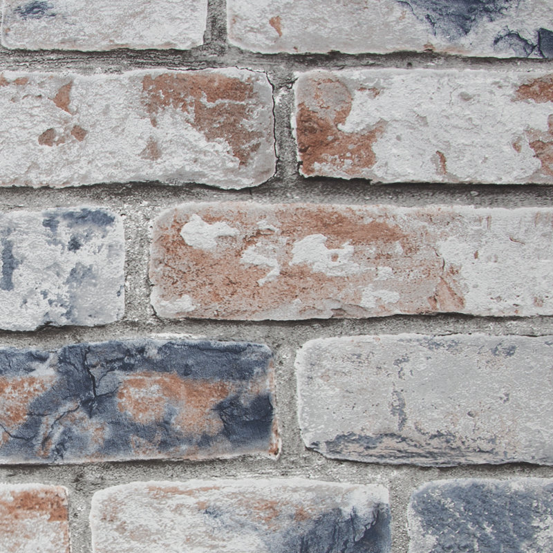 Fresco Navy/Red Industrial Distressed Brick Wallpaper