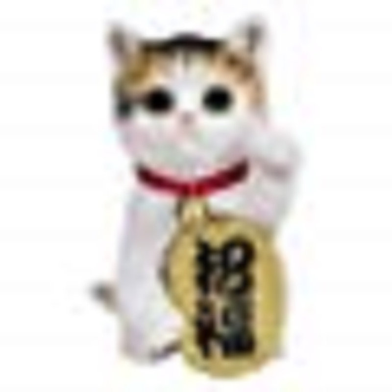 Chat chanceux en potlatch, Blanc / brun / yellow