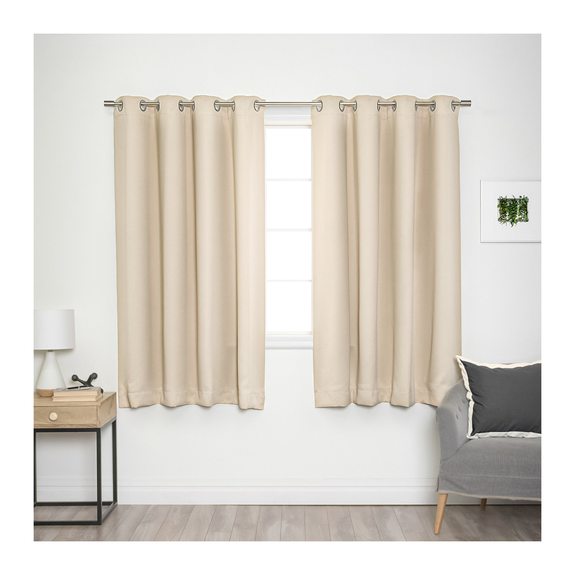 Schaeffer Blackout Curtain, Beige, 52" W x 63" L