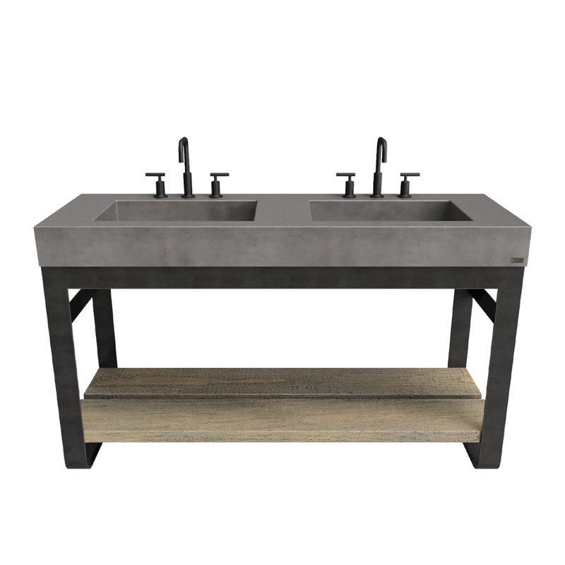 Outland 60'' W Double Vanity, Brushed Nickel, Storm, No Holes