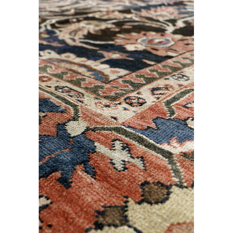 Antique Hand Knotted Wool Oriental Area Rug in Black