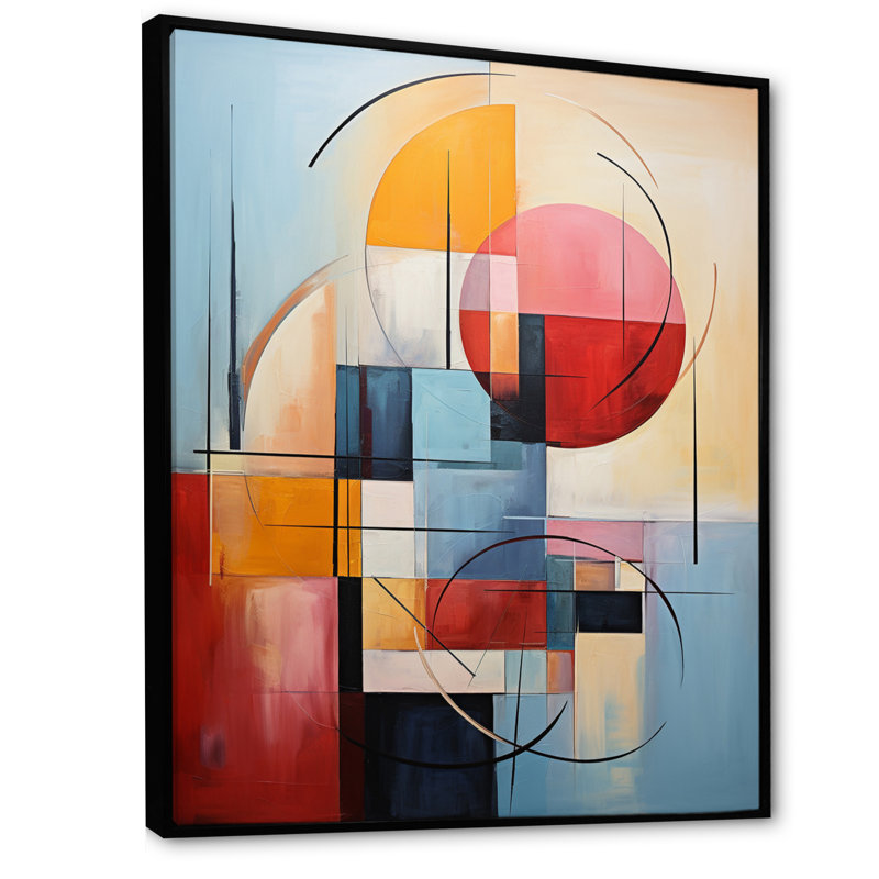 Abstraction géométrique mise au point IV - impression, H 32 po x l 24 po x P 1 po, Cadre flottant noir