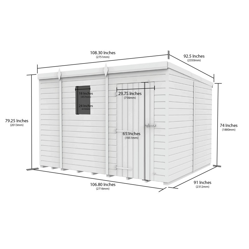 9x8 Pent Composite Shed