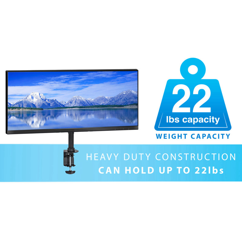 Black Heavy-Duty Adjustable Desk Mount for Monitors and TVs up to 42"