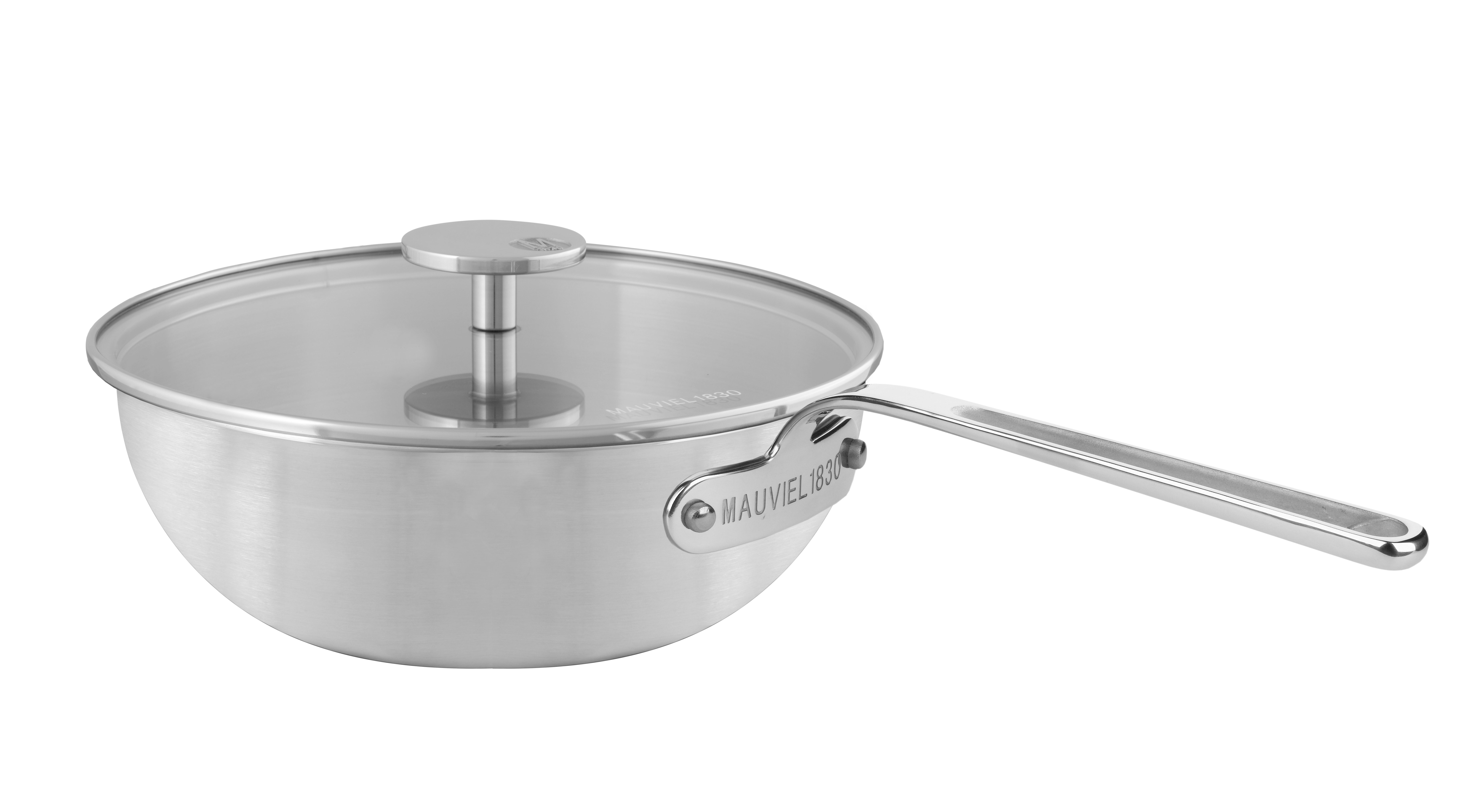 Mauviel M’Inox 360 TriPly Brushed Stainless Steel Splayed Curved Saute
