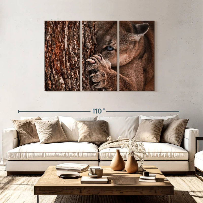 Brampt Peaking Young Cougar, 48" H x 74" W
