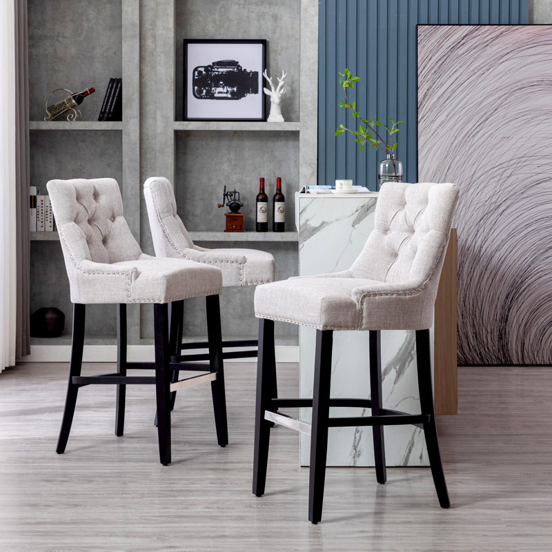 Wren Upholstered Counter Stool, Light Gray