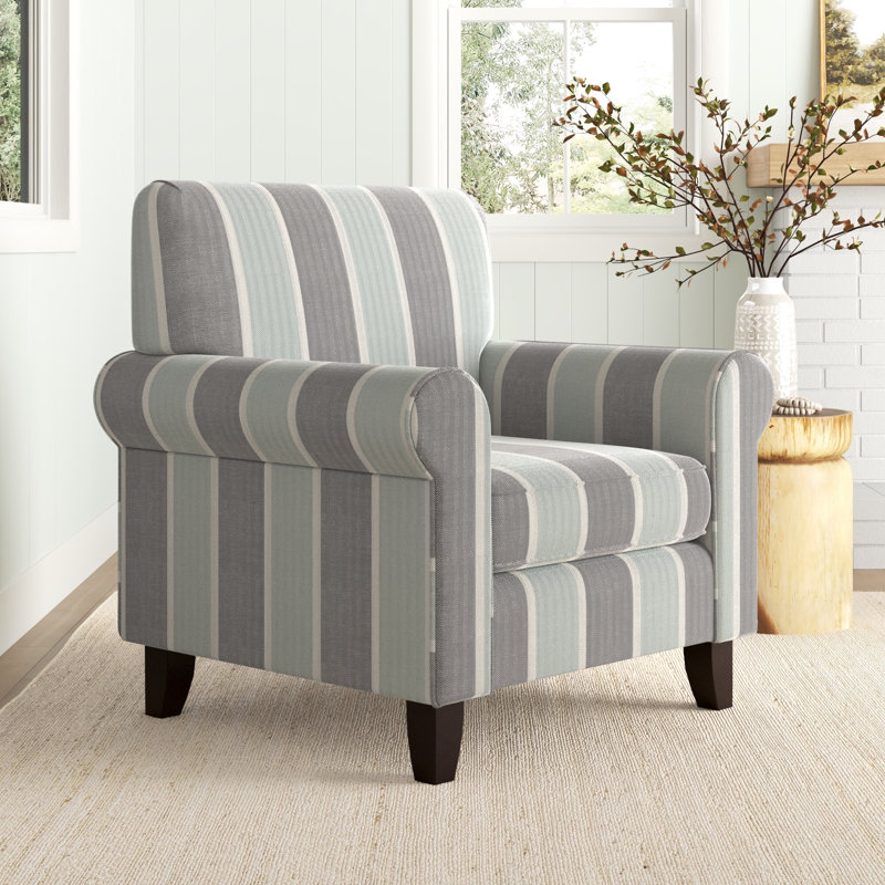 Aurora Upholstered Armchair, Gray/White Polyester