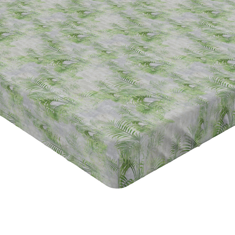 Drap-housse imprimé feuilles Ambesonne Art grunge, feuilles de palmier, gris pâle, vert lime