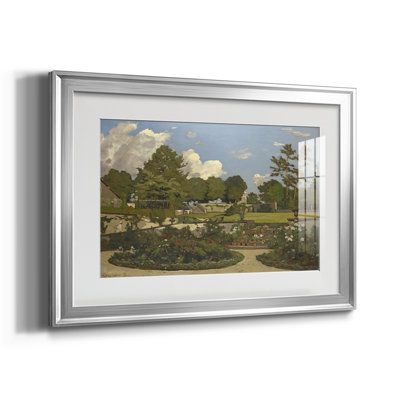 Un jardin formel (ou la terrasse du jardin) - Henri Harpignies - reproduction encadrée avec passe-partout et verre - 1886