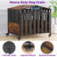 Mobilier de cage robuste pour chien, cage décorative pour chien avec fenêtre d'alimentation, porte-nom, roues à 360 °