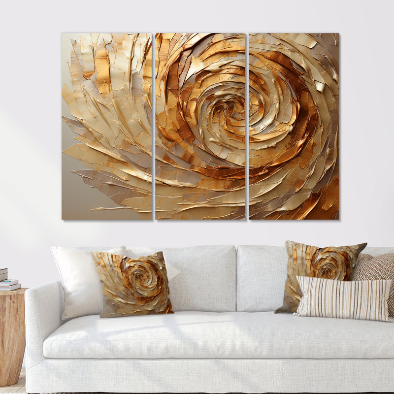 Ensemble d'art mural sur toile en spirale abstraite, H 28 po x l 36 po x P 1 po, Toile tendue