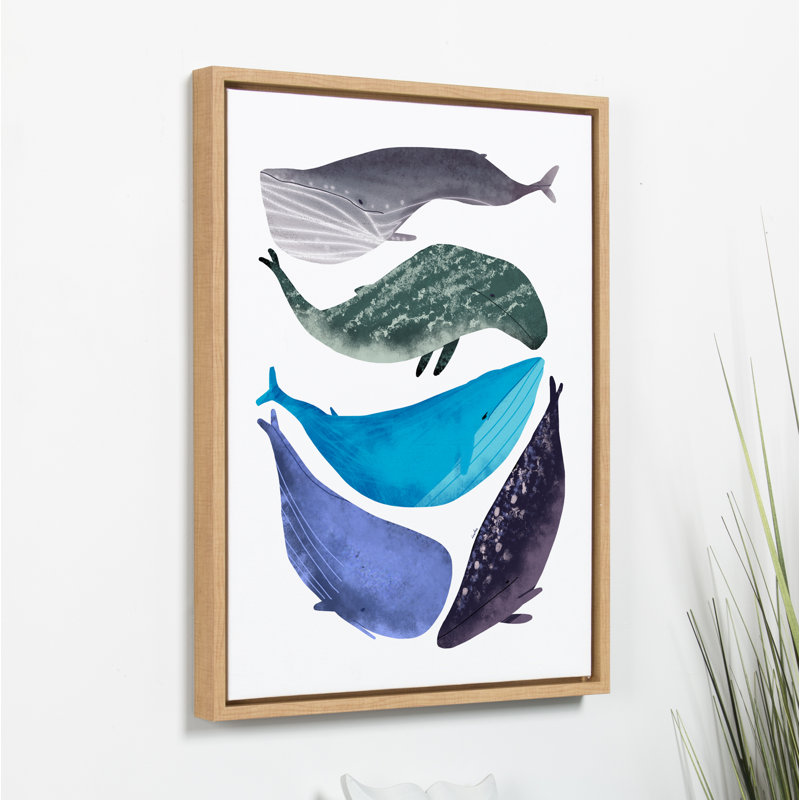"Whales" par Lida Larina, reproduction d'art sur toile encadrée