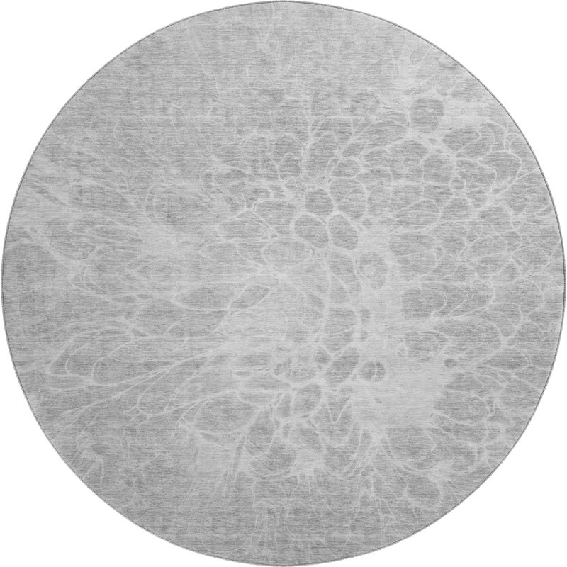 Premium Machine Washable Arnette Silver Rug, Round 8'