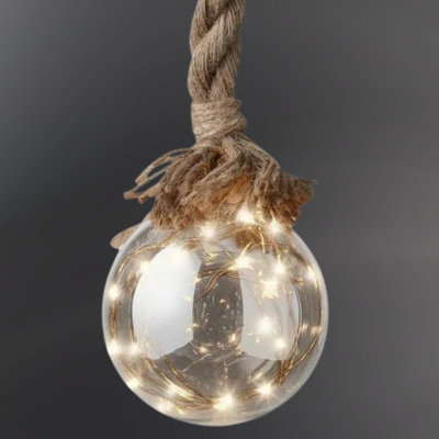 12cm Solid Colour Glass Lighted Ball Ornament