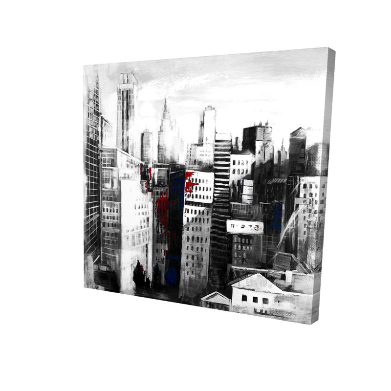 White city with paint splash - Cities Black canvas decor