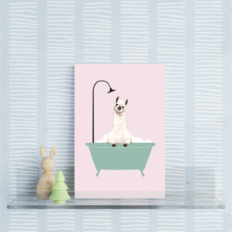 Llama Enjoying Bubble Bath by Big Nose Work - Print on Canvas, 20.32 cm H x 30.48 cm W, No Frame
