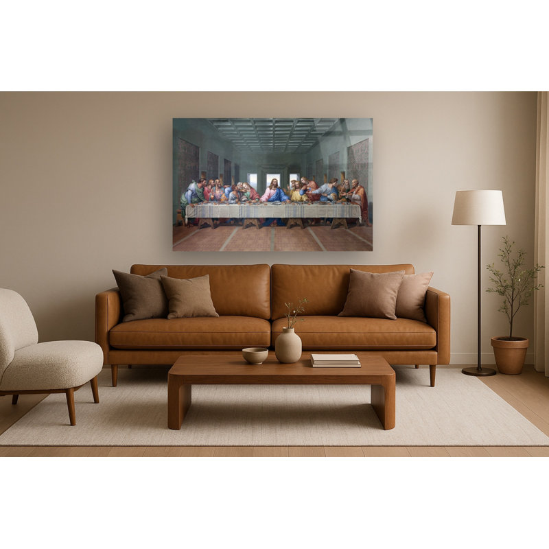 Art mural en verre trempé sans cadre de la Cène - 40 po x 60 po