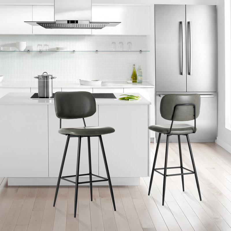 Upholstered Counter Stool with Metal Frame
