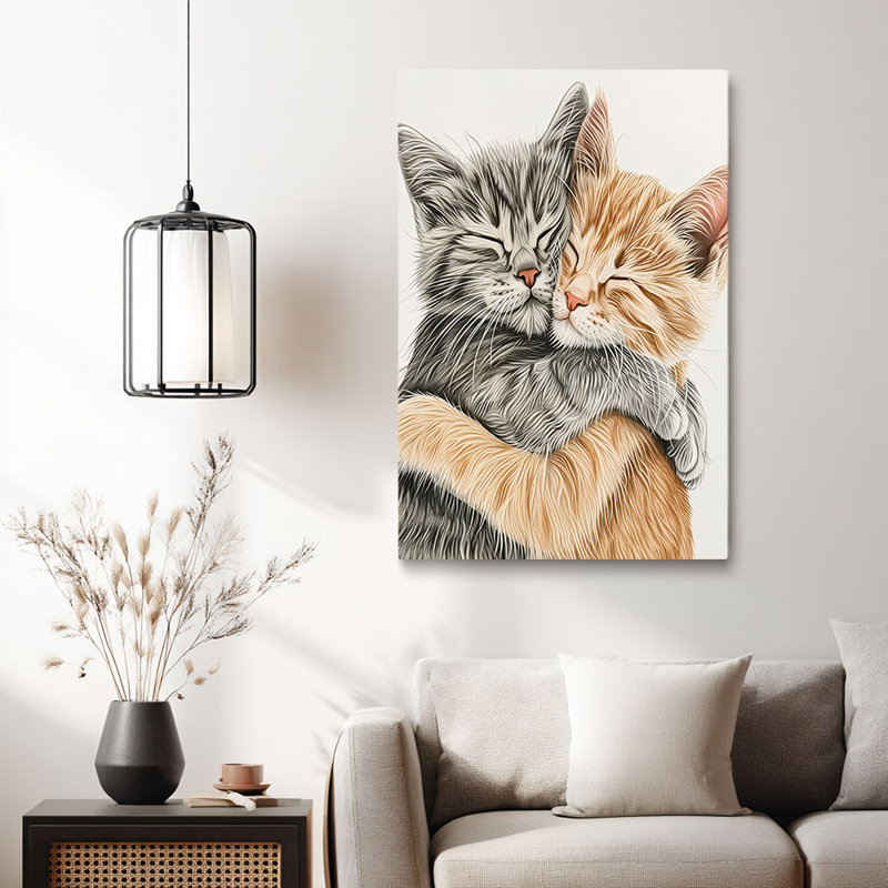 «Heartwarming» «Cuddling Tabby Kittens», art câlin de chaton, toile tendue, cadre pour studio confortable