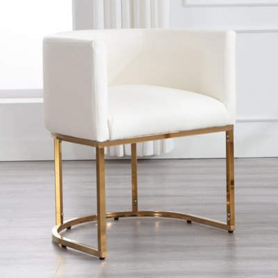 Chaise rembourrée en similicuir avec accoudoirs