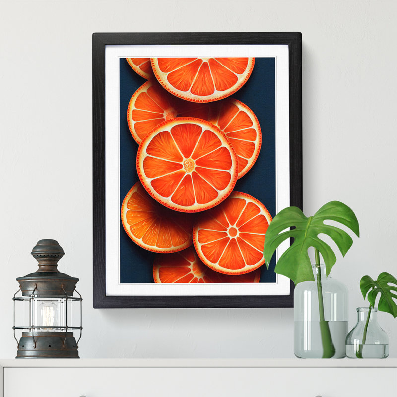 Orange Fruit - Framed Print, 64cm H x 46cm W x 2cm D, Oak