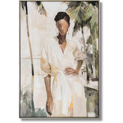Radiant Muse in the Tropics Canvas Wall Art - 25" x 36" - Silver Frame