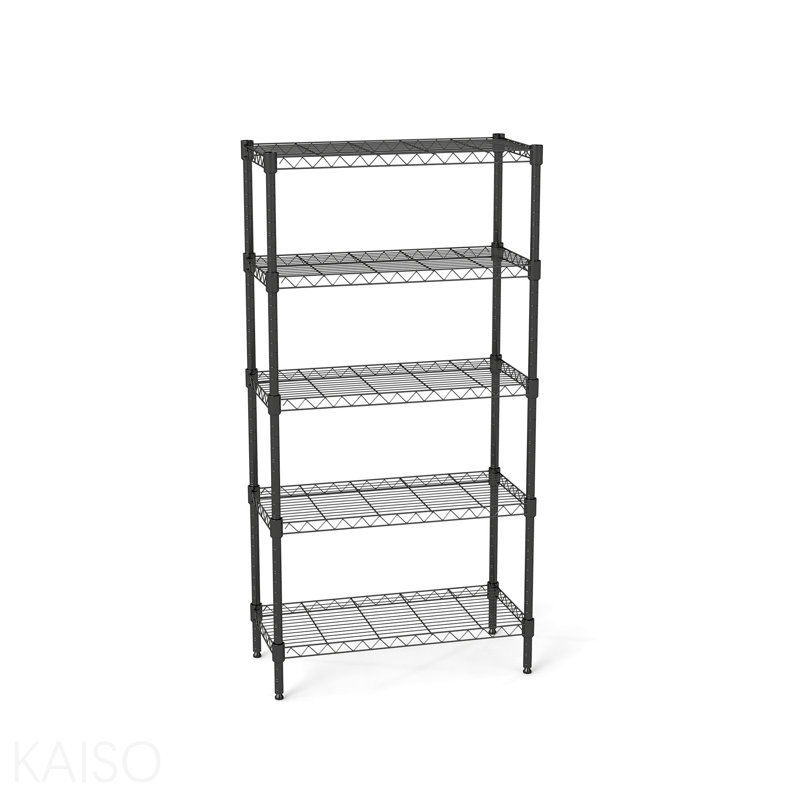 Étagères grillagées robustes à 5 niveaux réglables - supports de rangement en métal résistant à la rouille pour la cuisine, le garage, la salle de bain et le garde-manger (P 29,53 po x l 13,78 po x H 59,06 po)