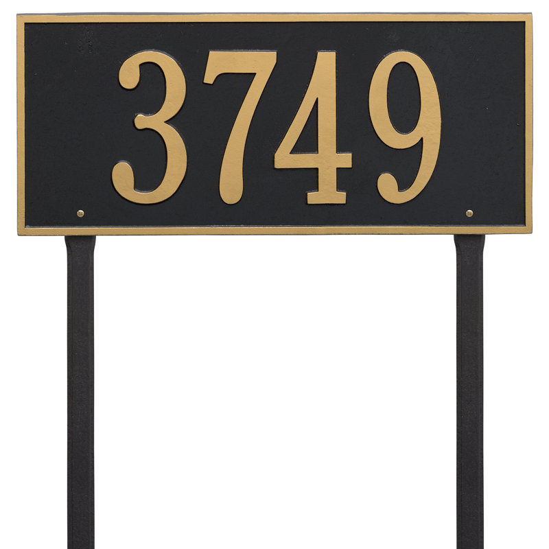 Hartford 1-Line Lawn Address Sign, Black and Gold, Yes
