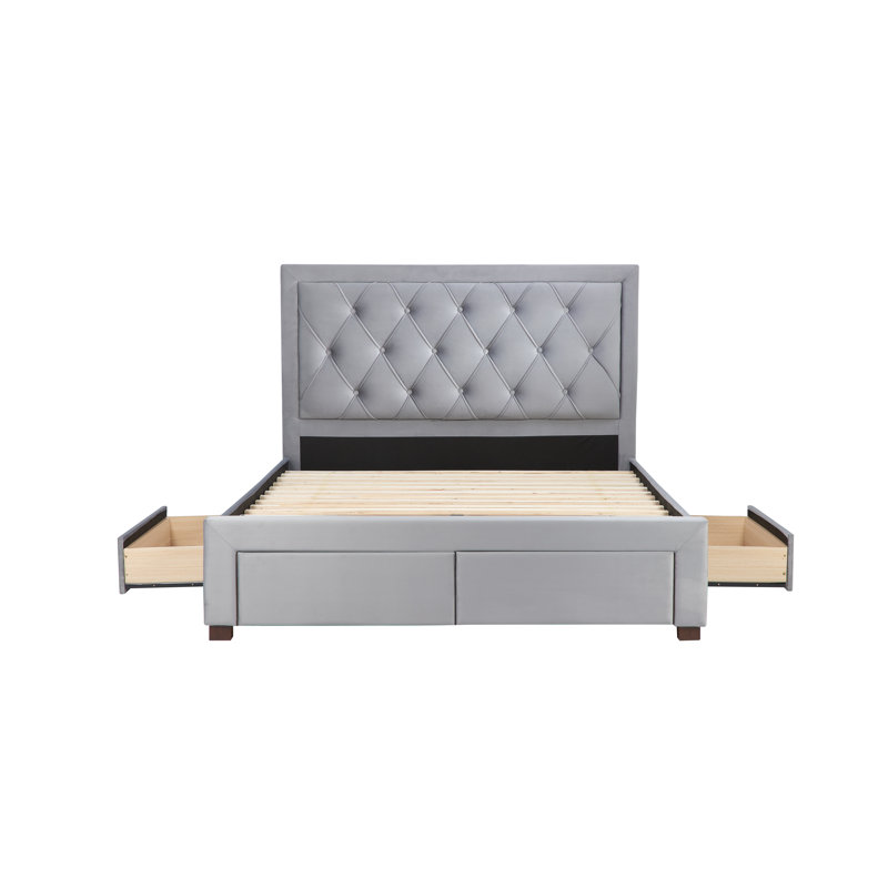 Miagrace Upholstered Storage Bed, Double (4'6), Grey