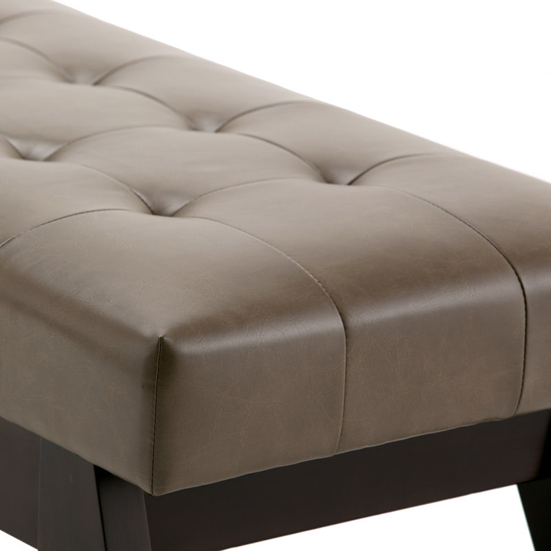 Draper 40" Taupe Faux Leather Tufted Ottoman Bench