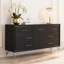 Commode large Zoe, ébène moderne noir et argent, 7 tiroirs, chrome
