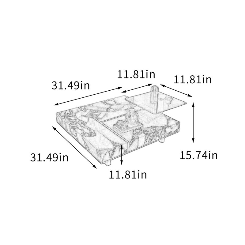 Ensemble de tables basses Simplicity Home, H 11,81 po x L 31,49 po x l 31,49 po, Blanc/Noir