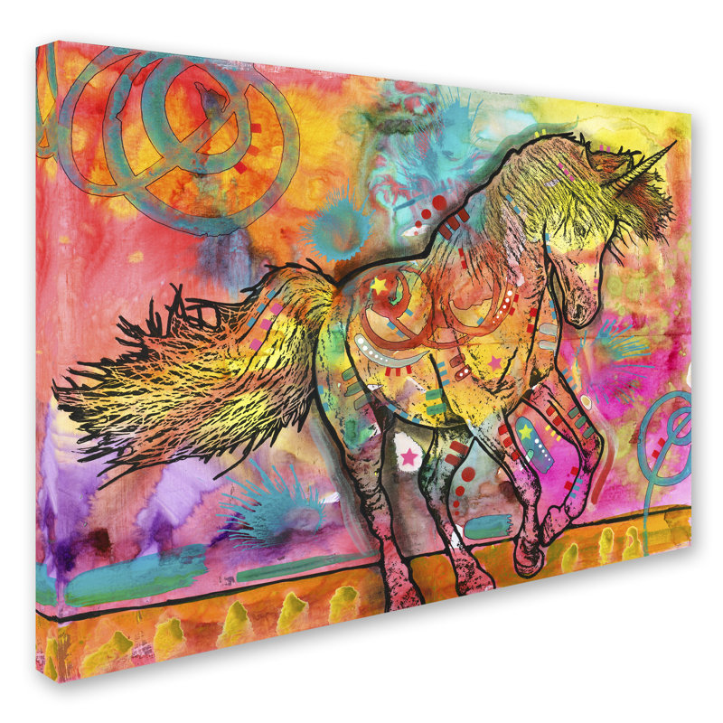 « licorne », impression, H 18 po x l 24 po x p 2 po, Sans mat, Toile tendue