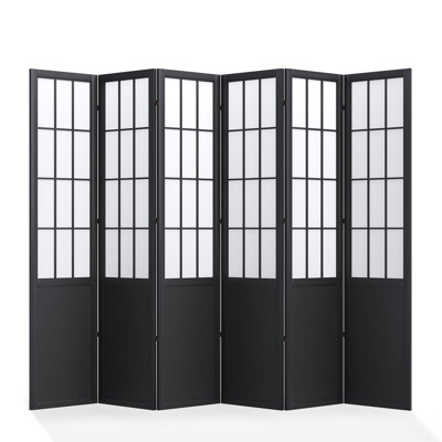 6-Panel Japanese Style Room Divider, Black