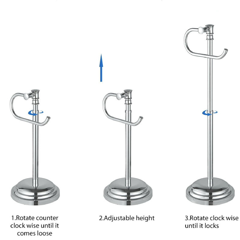 Polished Chrome Adjustable Free Standing Toilet Paper Holder