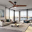 TriBlades 56 In. Intergrated LED Ceiling Fan With Brown Wood Grain ABS Blade