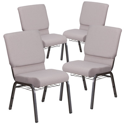 Mikolaj 18.5"W Church Chair in Fabric with Book Rack