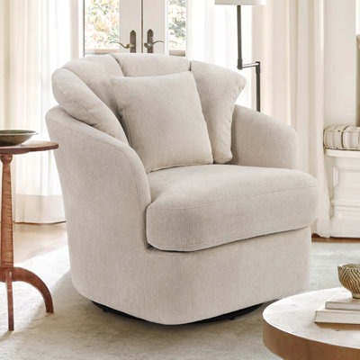 Lakitia Rowena Upholstered Swivel Barrel Chair