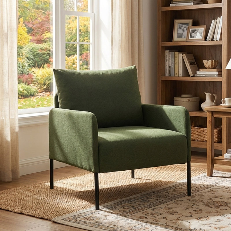 Fauteuil de 27,5 po Evrard, 100 % lin vert