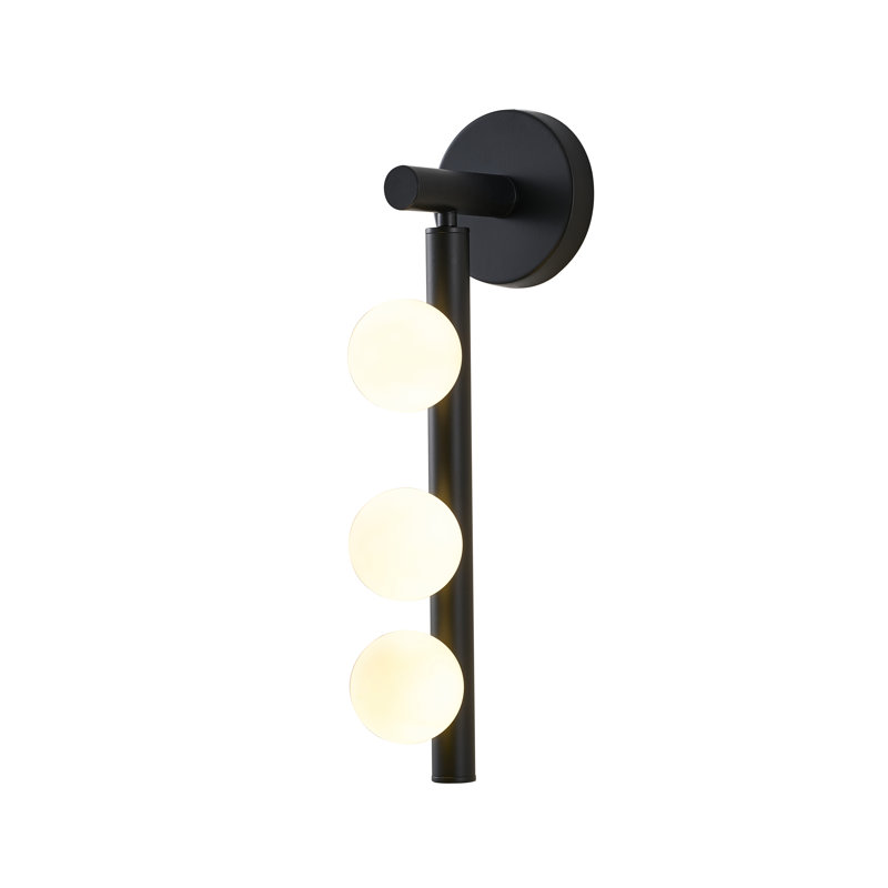 Applique murale transitionnelle en verre 3 lumières , Noir mat