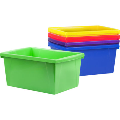 Storex Medium Classroom Storage Bin, 5.5 Gallon, Assorted Colour, Set Of 6