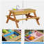 Table de pique-nique en bois pour enfants, table de sable et d'eau avec parasol, table d'activités pour jouer sur la terrasse