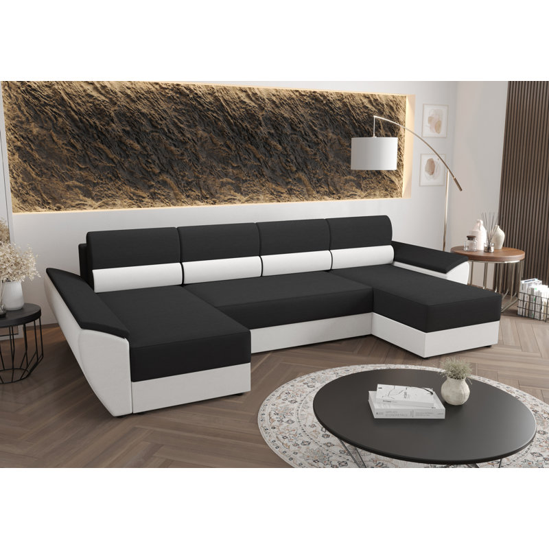 Blader 5 Seater Corner Sofa , Black/White - Rainbow27/Rainbow31