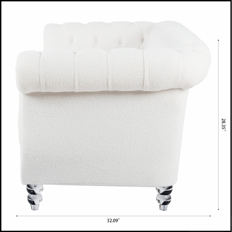 Canapé Chesterfield à accoudoirs roulés 84 po 3 places